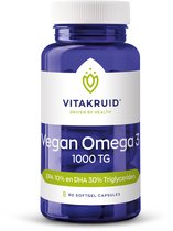 Vitakruid Vegan omega 3 1000 triglyceriden 300 DHA 100 EPA 60 Softgels