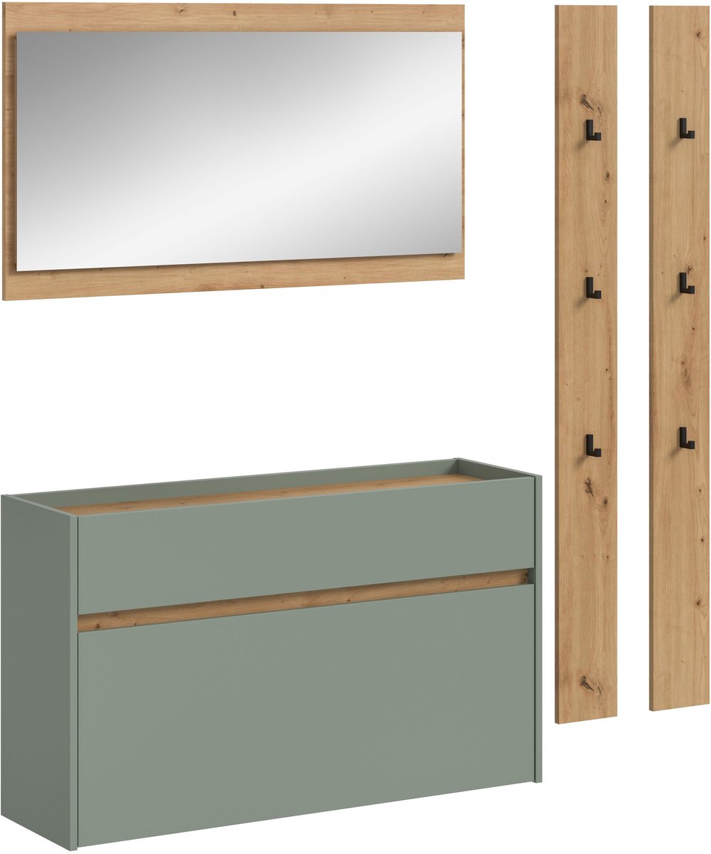 Furnilux 4-delige garderobecombinatie met schoenenkast en spiegel - Orde en stijl - 192x172x32cm Bruin