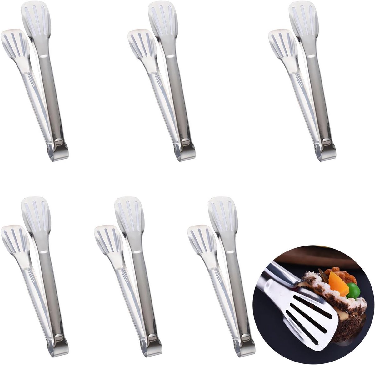 Serveertangen Set - Keuken Tangen - Buffet Feesten - Voedselveilig RVS - 20 cm