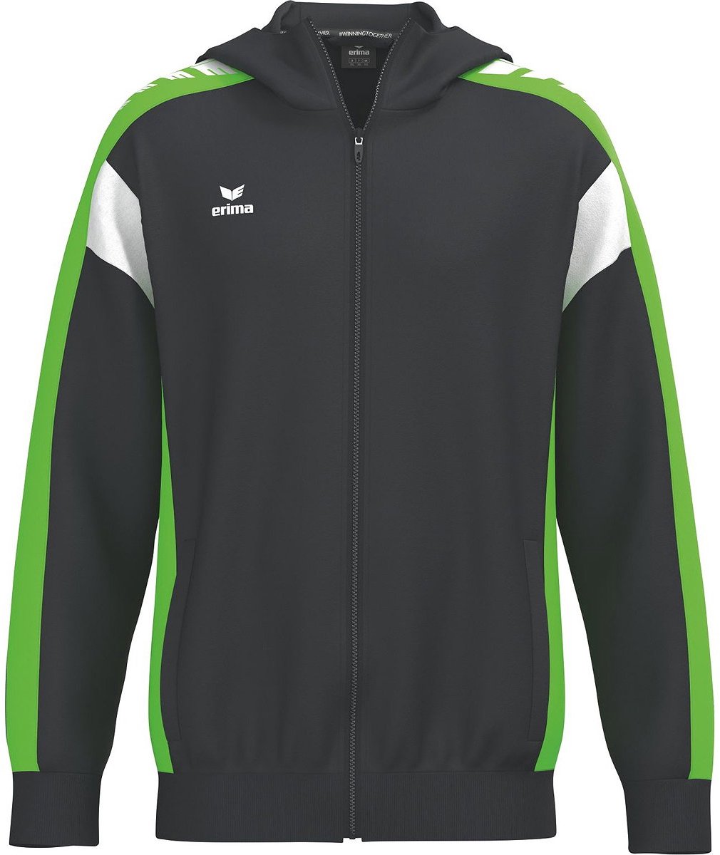 Erima Celebrate 125 Trainingsjack Met Capuchon Kinderen - Zwart / Green Gecko | Maat: 152
