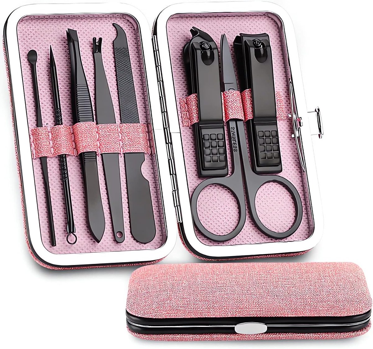 Nagelverzorgingsset - Manicure pedicure kit - Thuisgebruik - 8-delige set - 8 x 5 x 2 cm - Roze