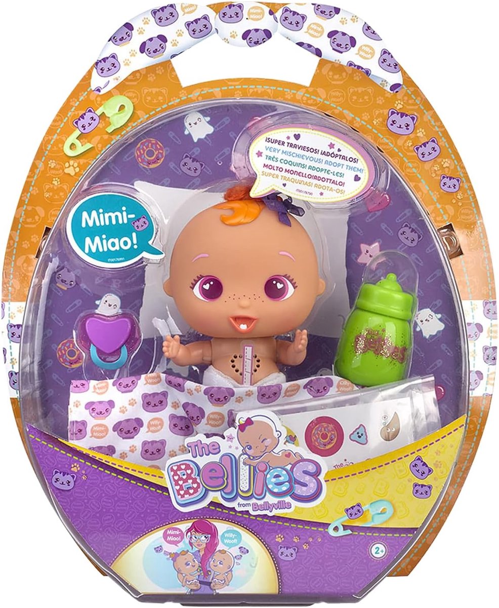 Babypop Mimi Miao - Interactieve pop - Kinderspel - Hartslag en eigen taal - 17 cm - Meerkleurig
