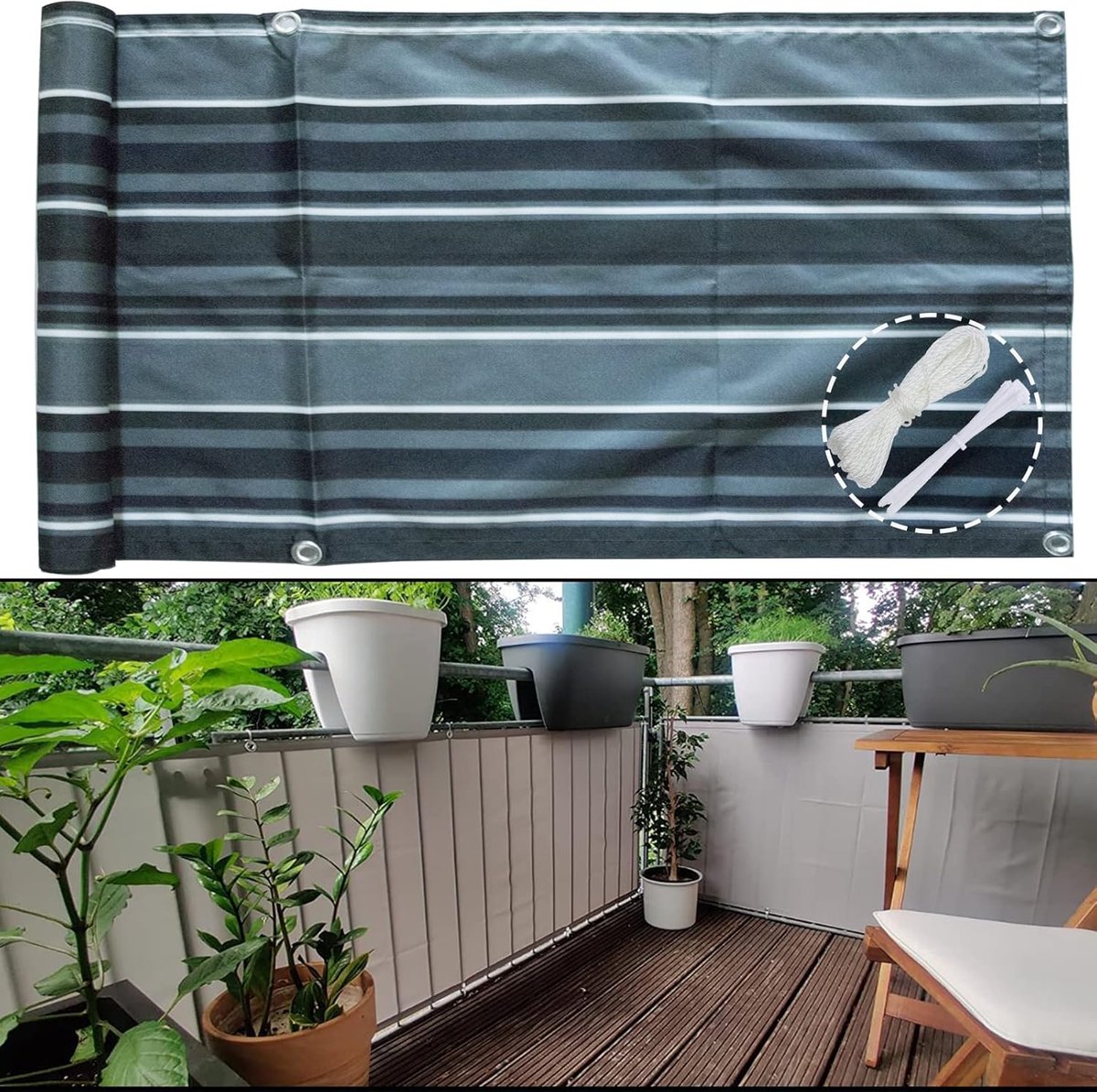 Balkonscherm - Inkijkbescherming - Privacy Verhoging - Waterdicht UV-bescherming - 70 x 10