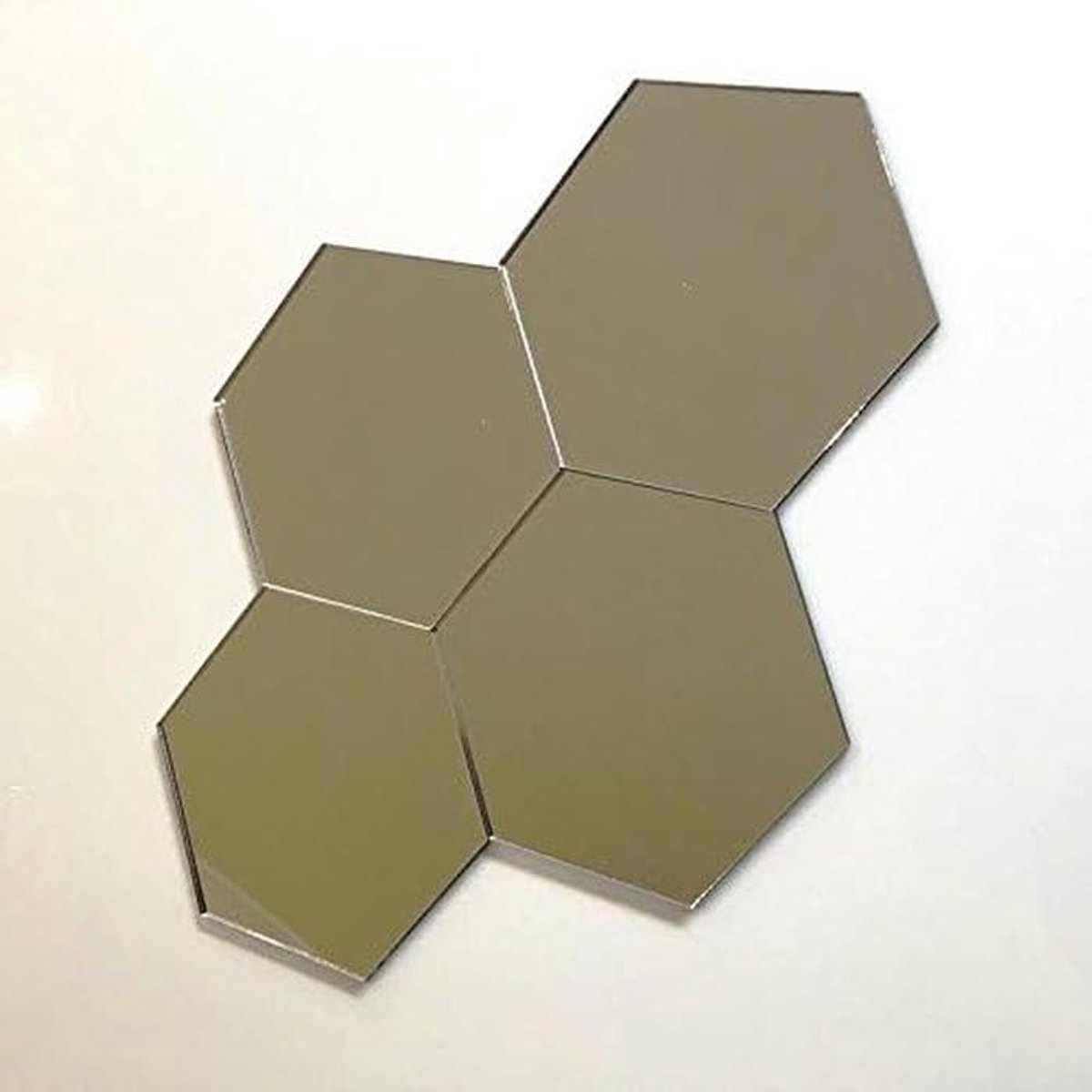 Zeshoekige Spiegels - Acryl Tegels - Muurdecoratie Woonkamer - Onbreekbaar Lichtgewicht - 5 cm x 57 cm - Zilver