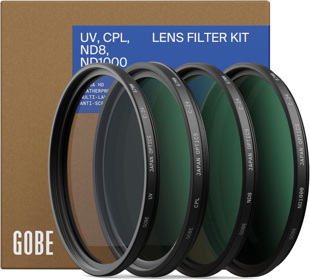 Camera Filterset - Lens Filters - Fotografie Verbeteren - UV CPL ND8 ND1000 - 49mm - zwart