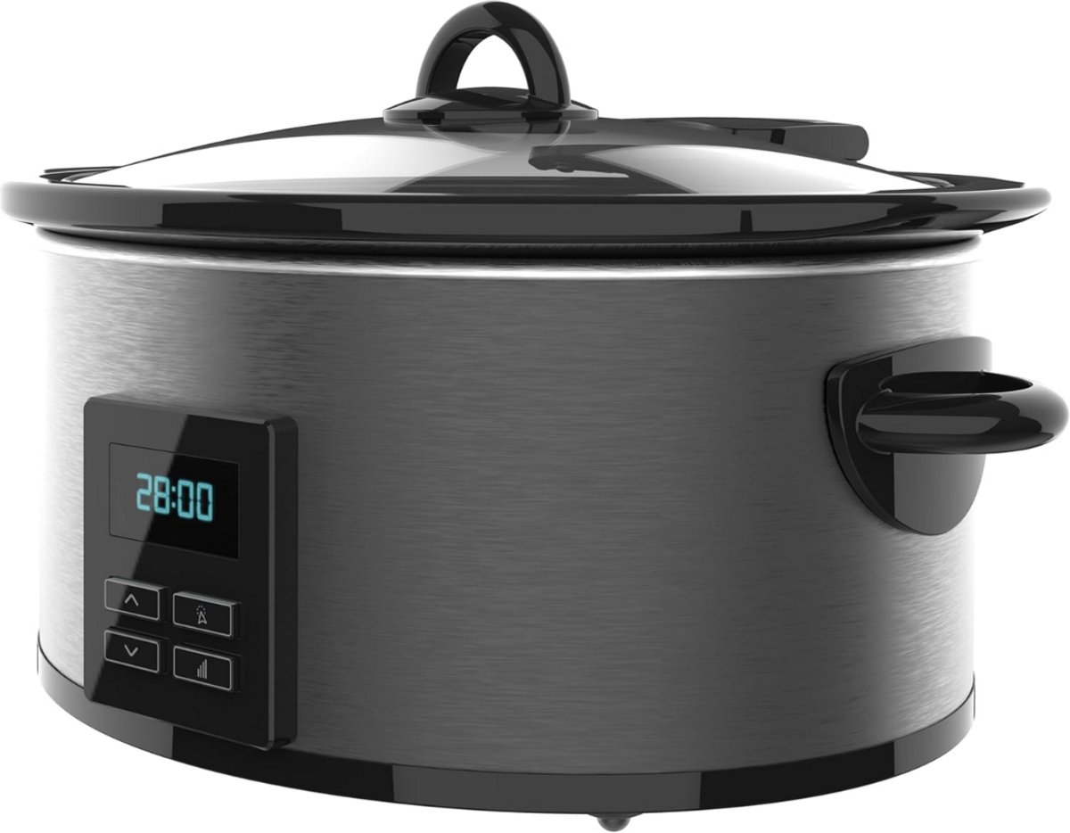 SCH® Slowcooker met timer - Slowcooker - Crockpot - Zwart - 31cm x 25cm x 40cm