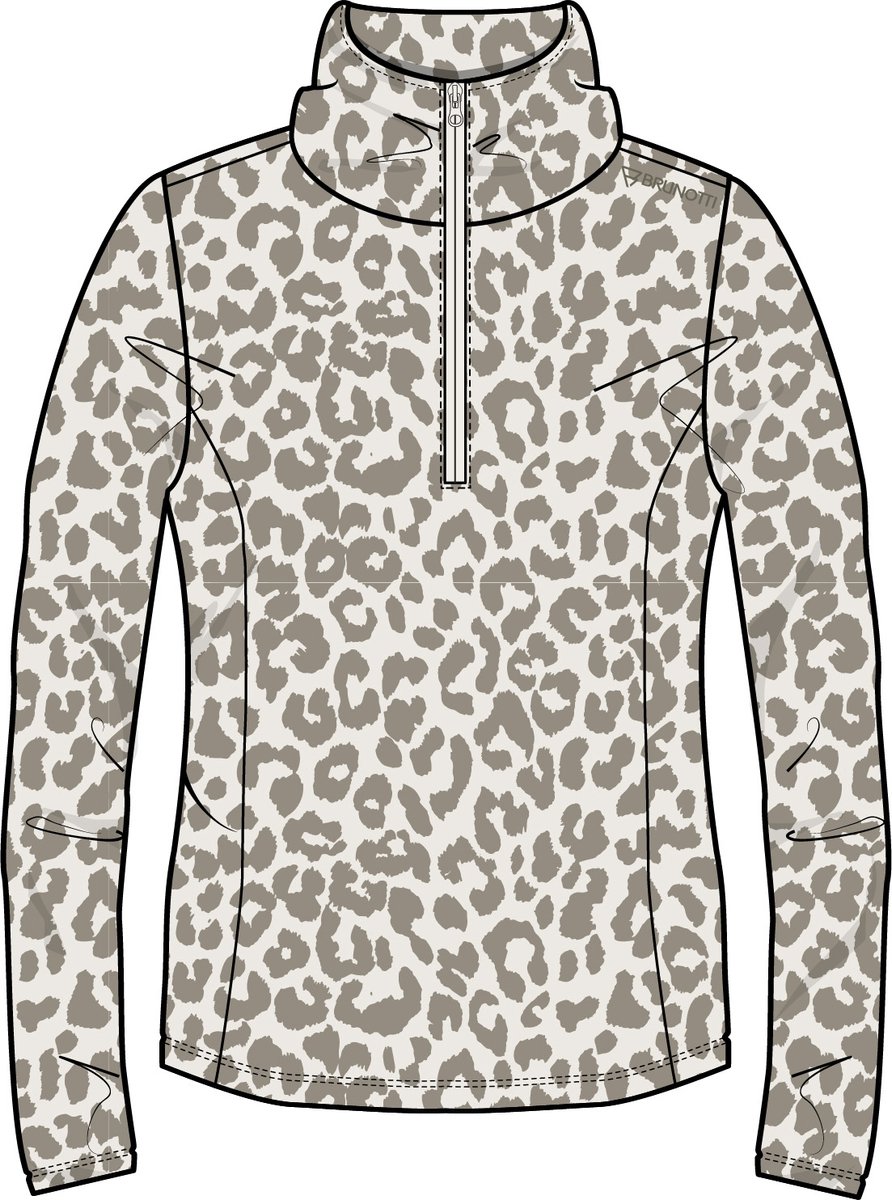 Brunotti Misma-Print Dames Fleece Leopard Snow Grijs