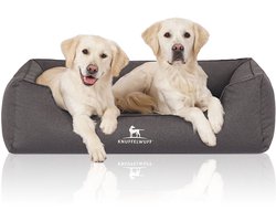 Knuffelwuff orthopedisch waterafstotend hondenbed Leon van velours met handgeweven karakter oversized XXXL 155 x 105cm antraciet