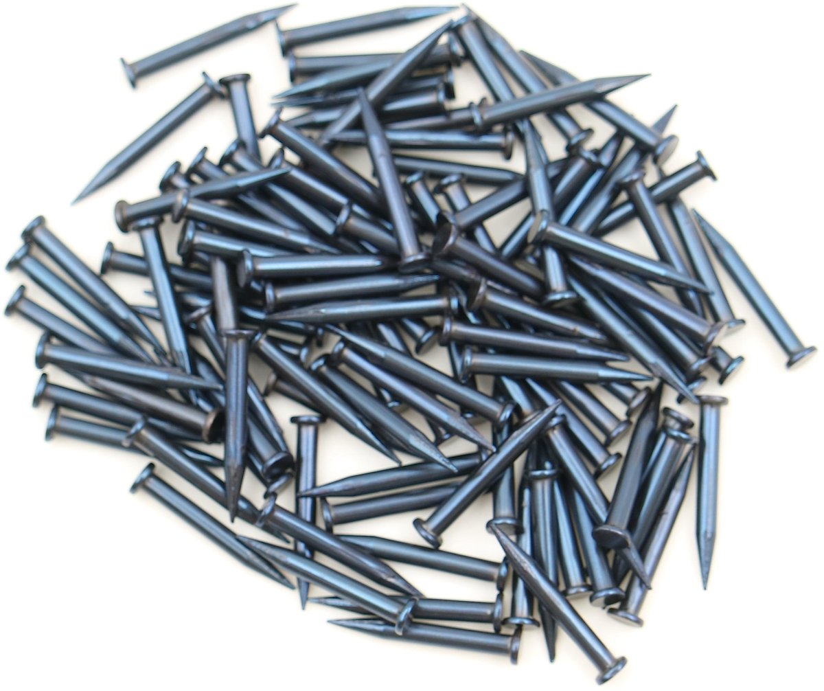 100 x Stalen Pennen 1,2 x 10 mm - Geslagen Punt, Platte Kop, Blauw