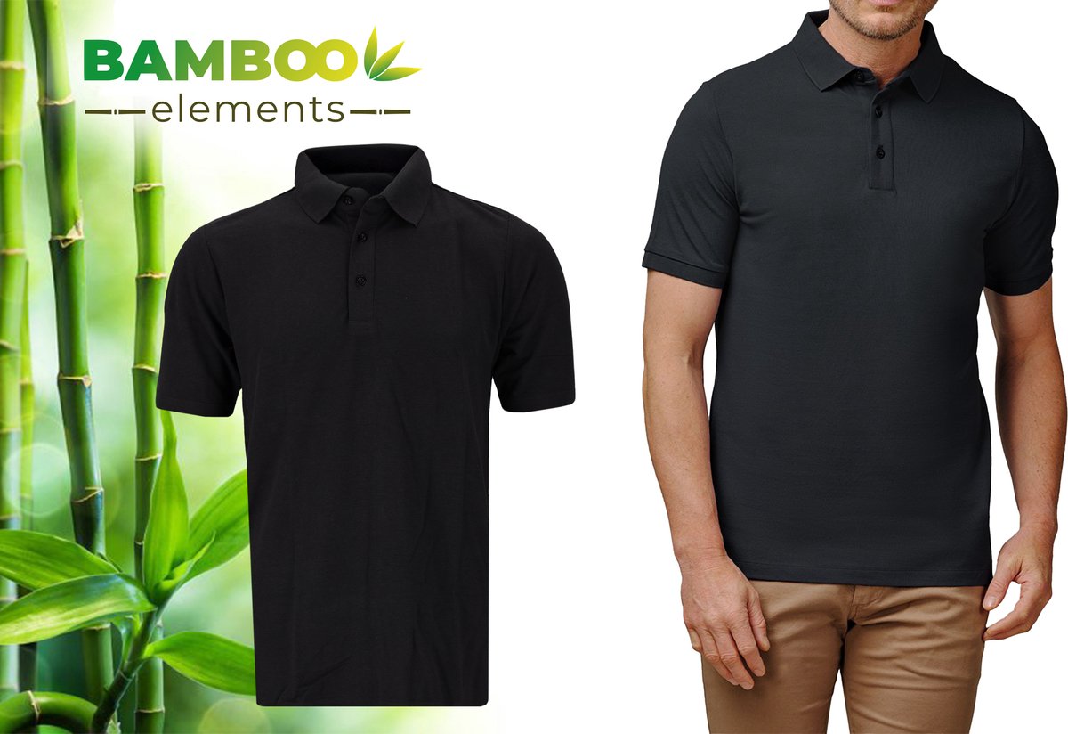 Bamboo Elements - Polo Shirt Heren - Antraciet Grijs XL - Polo Heren Korte Mouw - Pique Stof - T Shirt Heren - Bamboe