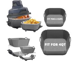 2-pack siliconen airfryervoeringen voor Geschikt voor Ninja Crispi FN101GY/FN101SG/FN101ST, Geschikt voor 4-QT en 6-cup 4-in-1 glazen airfryeraccessoires