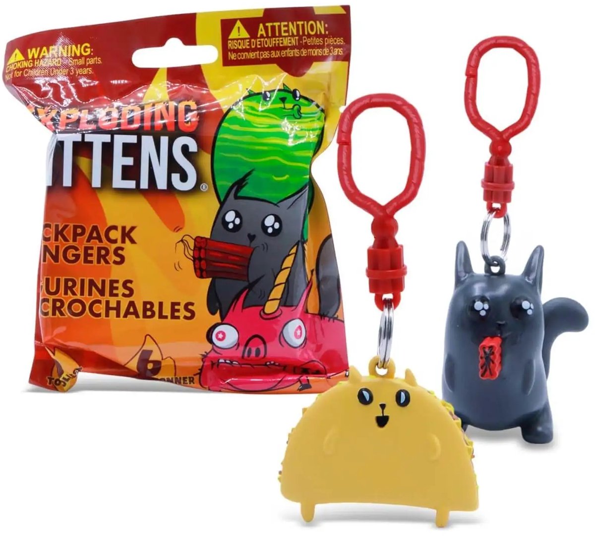Exploding Kittens Backpack sleutelhanger - 1 exemplaar - Blind Bag Surprise - 5 cm - Rugtas hanger - Bekend van Bordspel