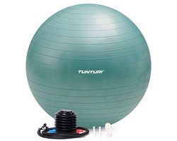 Tunturi Anti Burst Fitness bal met Pomp - Yoga bal 75 cm - Pilates bal - Zwangerschapsbal – 220 kg gebruikersgewicht - Incl Trainingsapp – Petrol