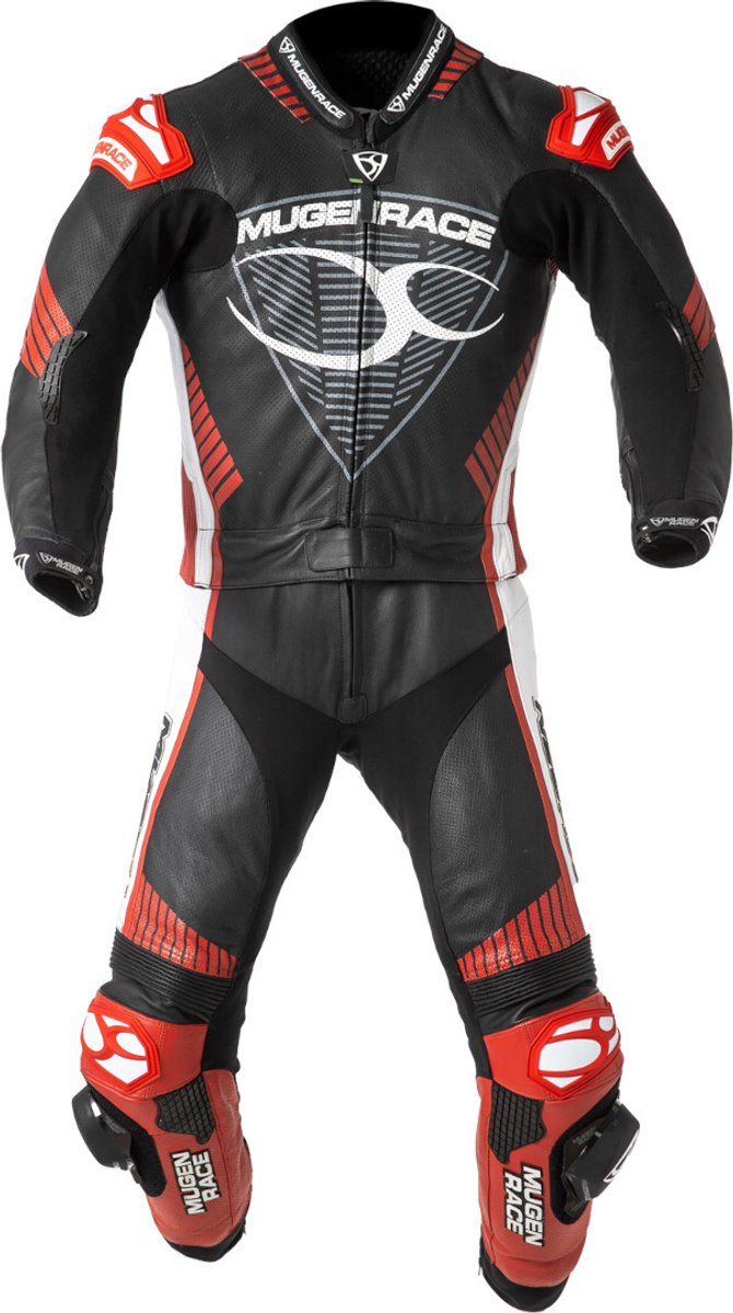 MUGENRACE Impegnato-D Dames Zwart Wit Rood Geperforeerd 2-Delig Motorpak - Racepak