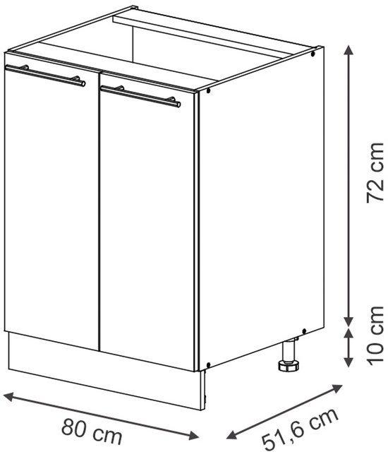 Meuble sous-vasque Vicco Fame- Line - 80 cm avec étagère, sans plan de travail Anthracite- Or Landhaus