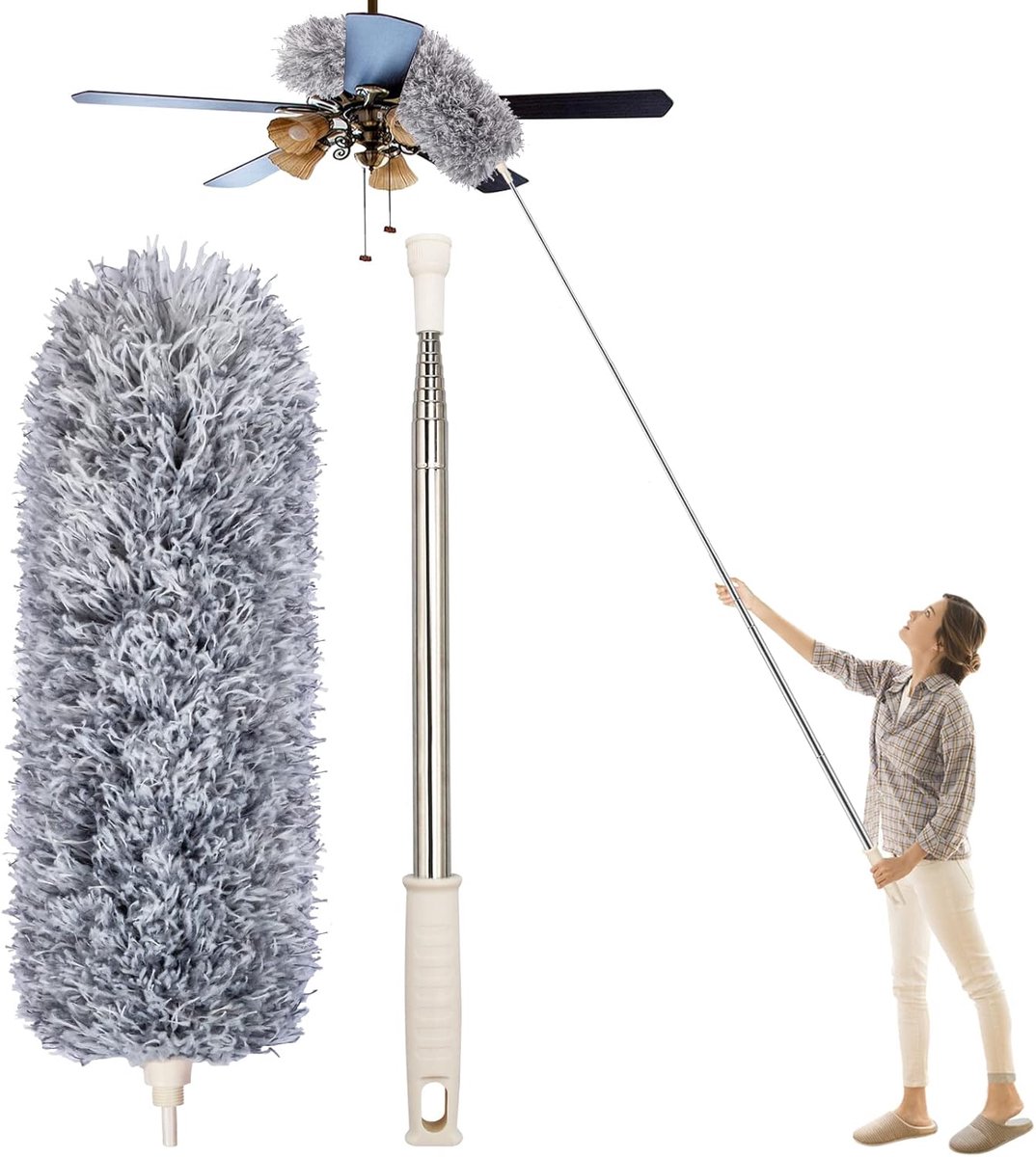 TuseRxln Plumeau - Ragebol - Buigbare Kop Langs Telescoopstang 280 Cm Voor Stof En Spinnenwebben - 1 Stuk - Wit