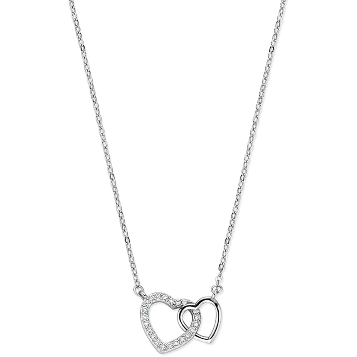 Collier hartjes zirkonia 41 - 43 - 45 cm