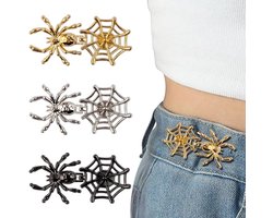 3 stuks Taille Spanner - Spijkerbroek Verkortknopen - Broekverkleiner - Jeansknopen - Pins - Spijkerbroek Taille Verkleiner- Spijkerbroek Verkortknopen - Verstelbare Knoop - Spijkberbroek Knoop - Universeel - Taille Gesp - Spider Web Jeans-knoop