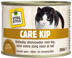 Vitalstyle Kattenvoer Nat Blik Care Kip - 12 x 200 gr - Voordeelverpakking