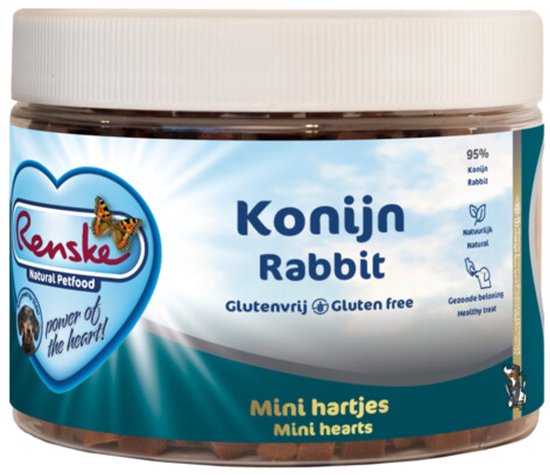 Renske Gezonde Beloning Mini Hartjes Hondensnack Konijn - 300 gr