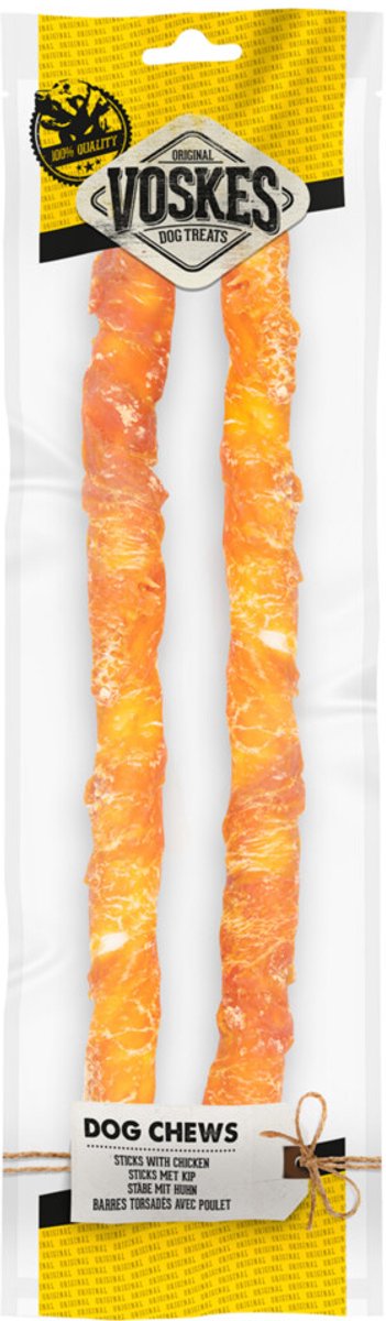 Voskes Hondensnack Stick Met Kip 40 cm - 20 x 2 stuks - Voordeelverpakking