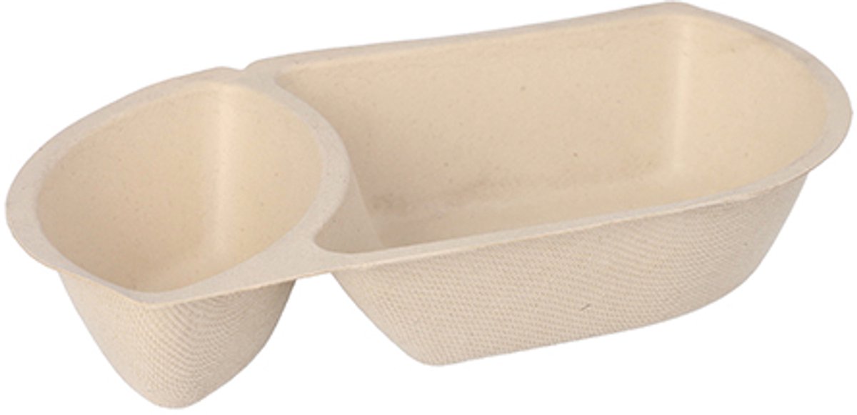 Snackbakje IEZZY A22 suikerriet PFAS-vrij 50 stuks 19.4 x 11 x 3.6 cm