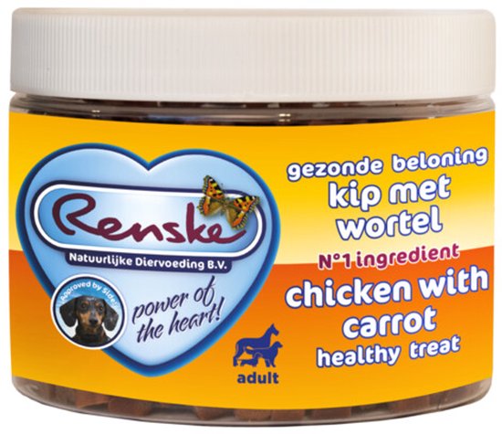 Renske Gezonde Beloning Mini Hartjes Hondensnack Kip & Wortel - 300 gr