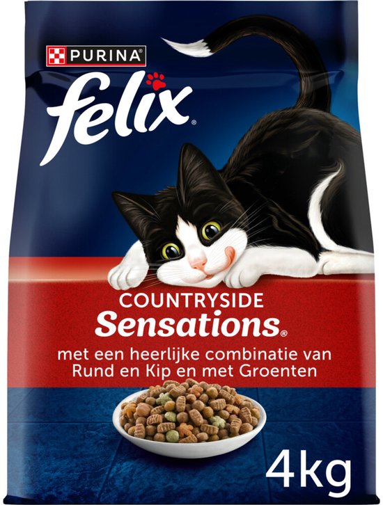 Felix Meaty Sensations - Kattenvoer Droogvoer - Rund, Kip & Groenten - 4 kg