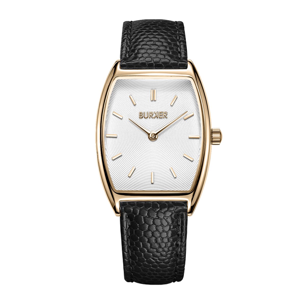 BURKER Grace Horloge Dames - Ovaal - Goud Zwart - Leren Band - 25 mm