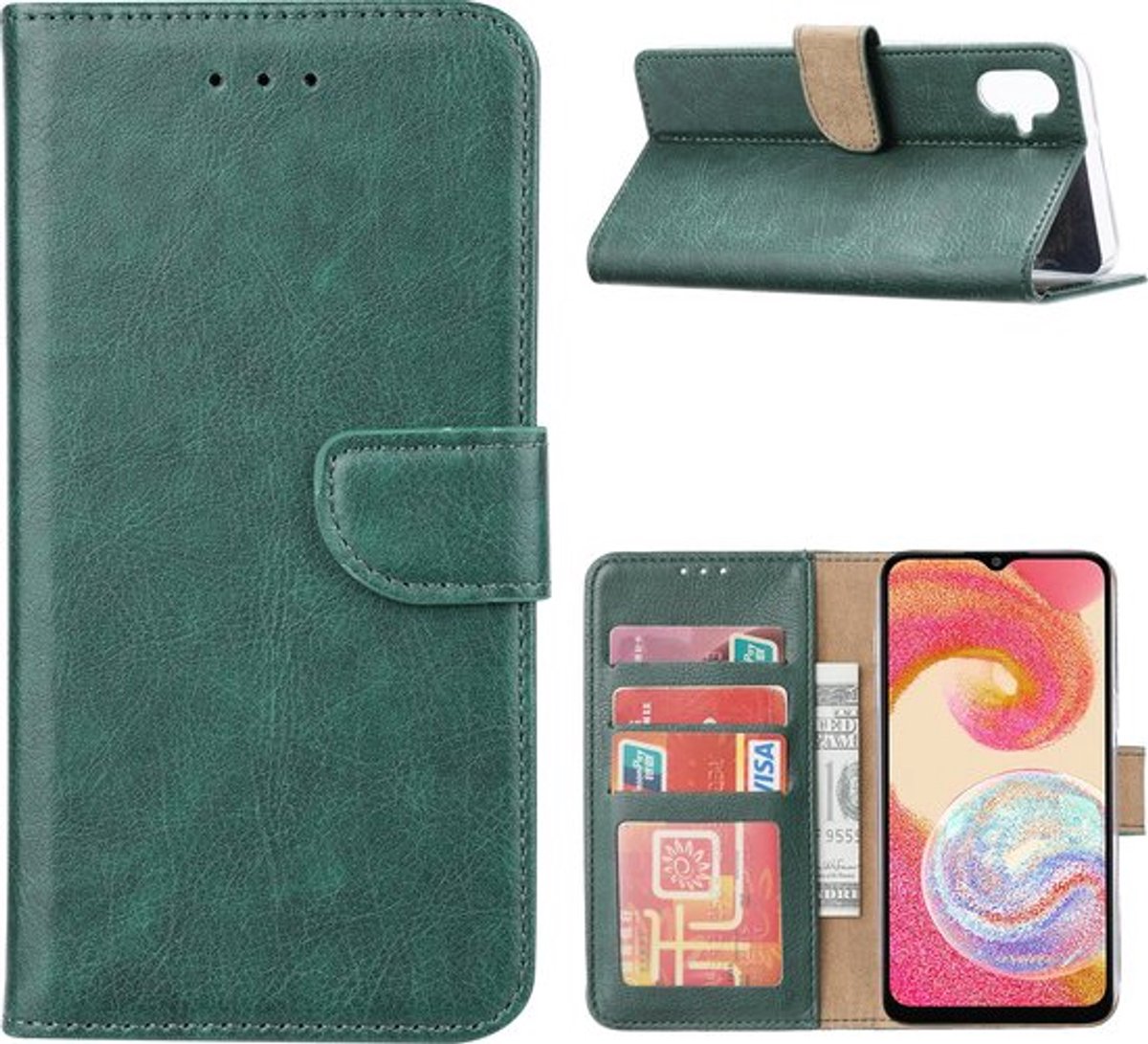 Bookcase Geschikt voor: Samsung Galaxy A07 - Groen - portemonnee hoesje - ZT Accessoires