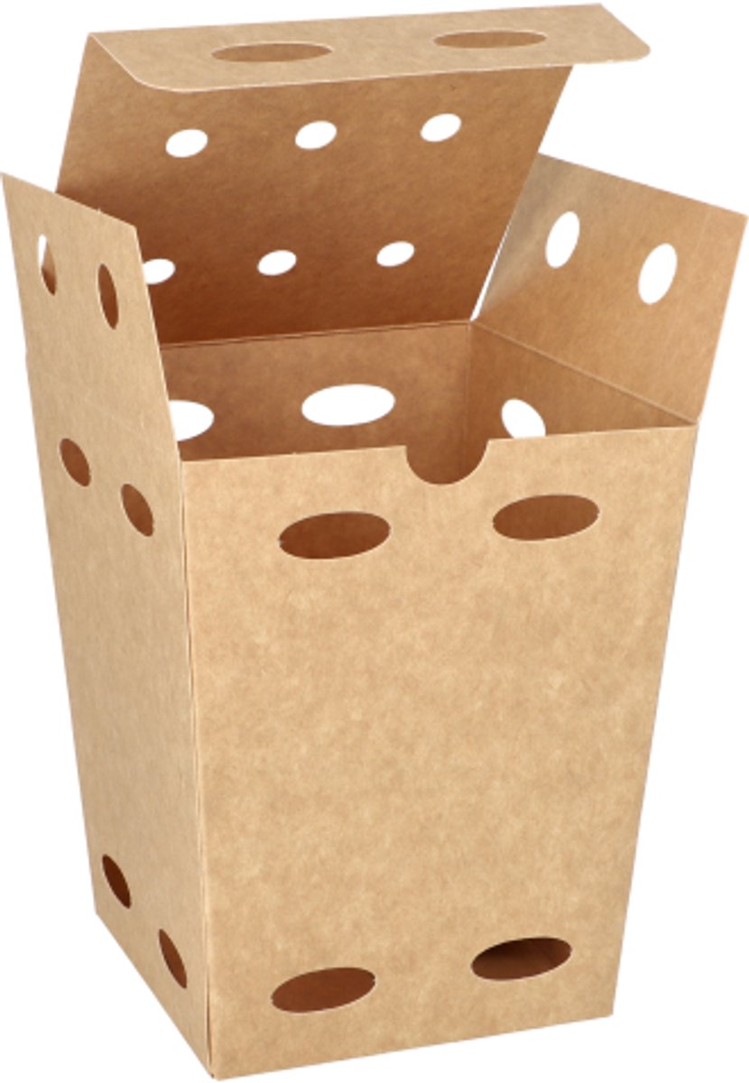 50 Friet boxen, Kraft karton pure 15,5 cm x 10,5 cm x 10,5 cm bruin 100% Fair small