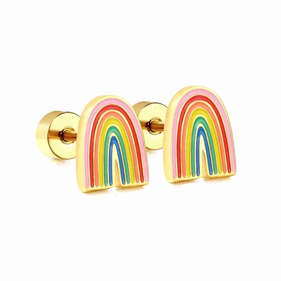 Boucles d'oreilles puces arc-en-ciel WeLoveSilver - acier chirurgical - boucles d'oreilles fille