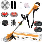Traumheim Accu Grasmaaier - Elektrische Grastrimmer met 2x 4.0Ah Accu & Lader - Onkruidwieder voor Tuinonderhoud - Inclusief Onkruidborstel & Voegenborstel - 750W Accu Grasmaaier - Oranje
