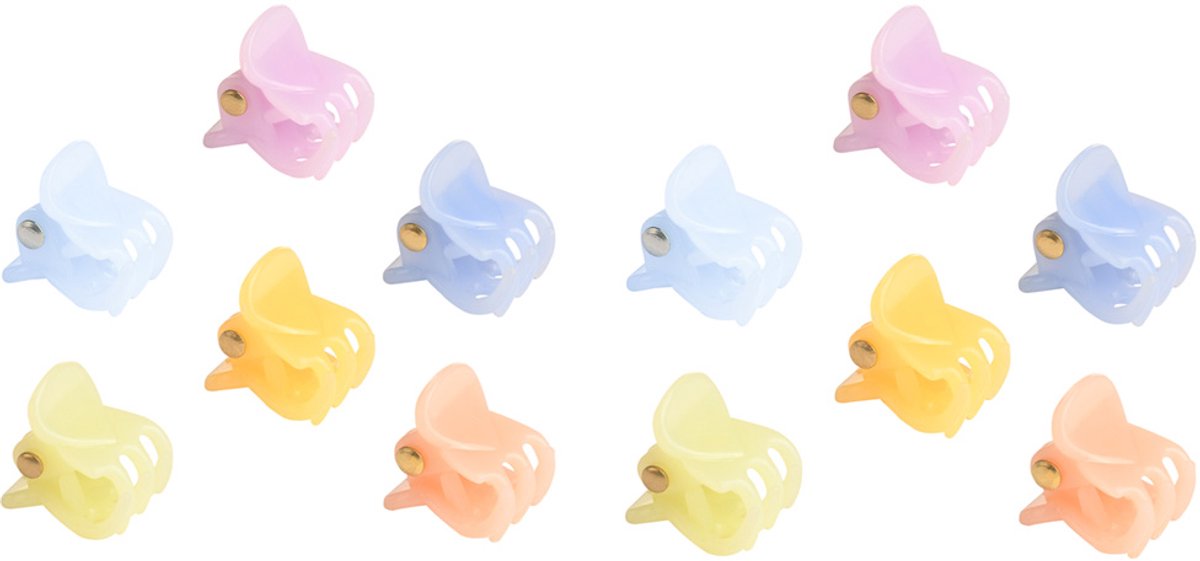 12-delige haarclipset - mini-stijlclips - 6 pastelkleuren