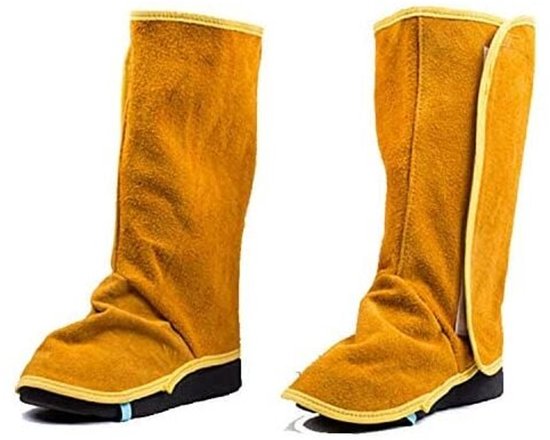 Casques de soudage en cuir, bottes et couvre-chaussures de soudage résistants au feu, couvre-pieds de protection pour soudeurs résistants à la chaleur et à l'usure, protège-chaussures