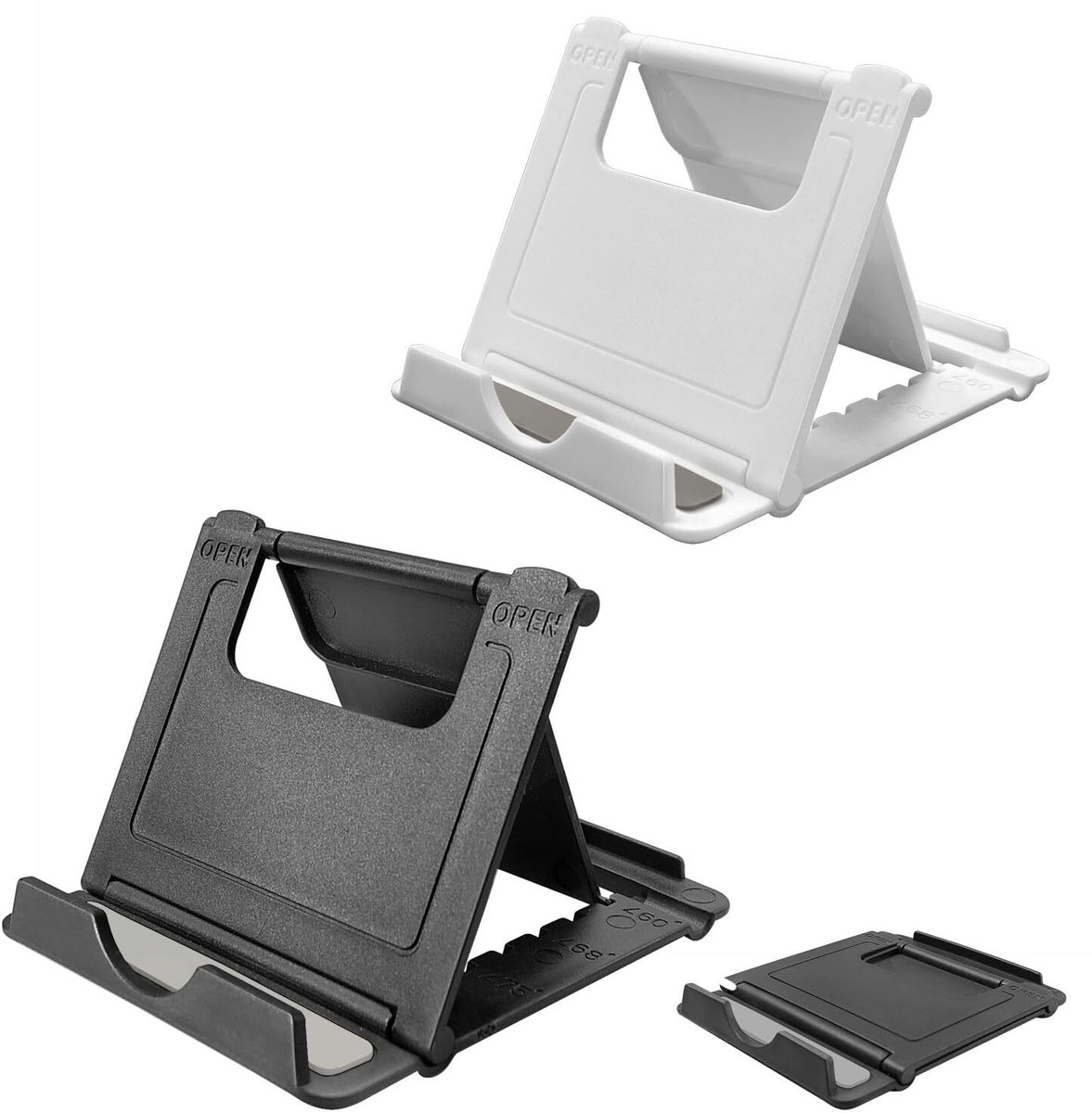 Set van 2 opvouwbare bureautelefoonhouders (zwart + wit)