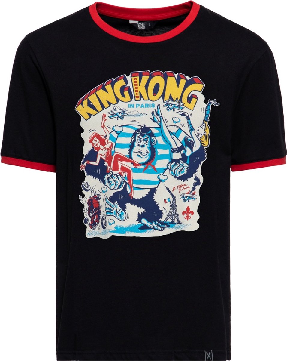 King Kerosin T-Shirt Vintage Ringer ''Paris'' KKU41056 Black-M