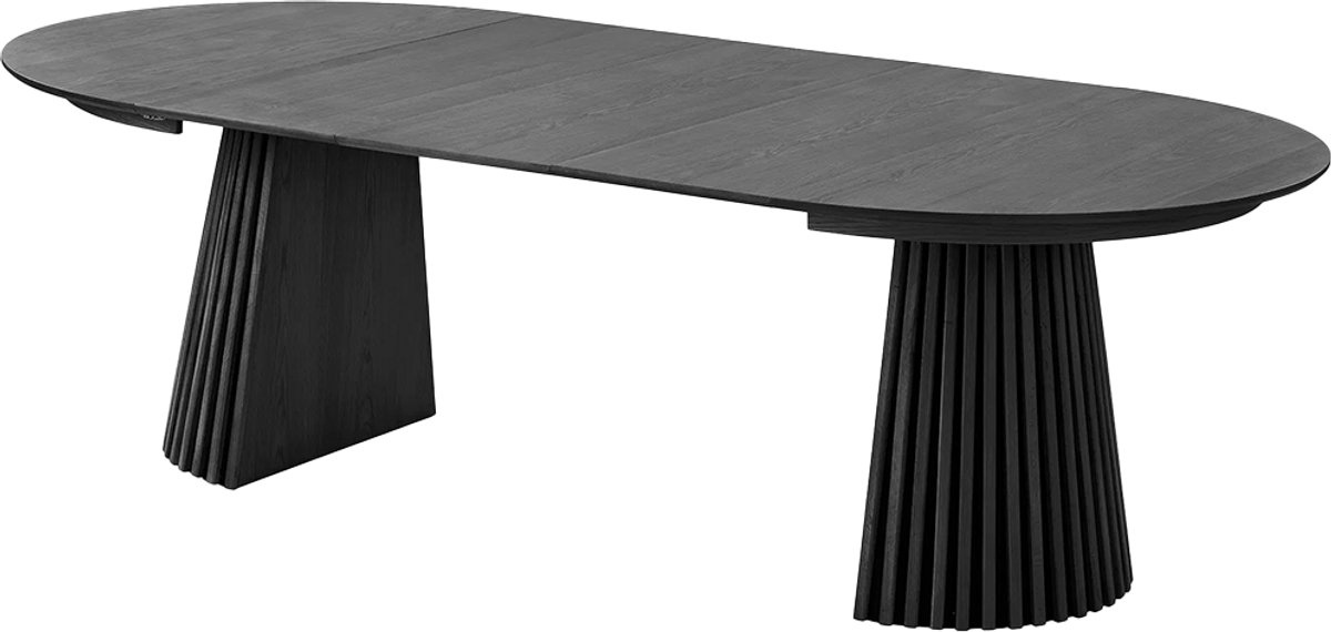 Artichok Alko Uitschuifbare Houten Eettafel Zwart - Rond - Ovaal - Scandinavisch - Modern - Lange - Verlengbare - Ø 120 tot 240 cm
