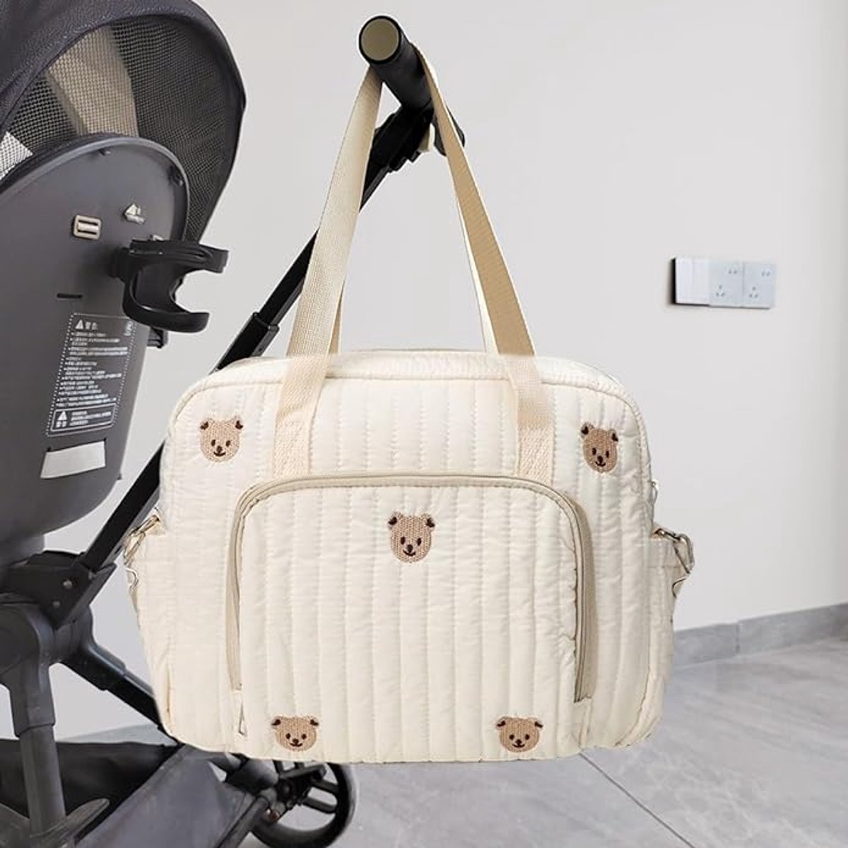 Luiertas Rugzak met grote capaciteit - 35x10x28cm Babytas - Draagbare en lichtgewicht luiertas - met handvat en schouderband - Perfect voor reizen en uitstapjes - Lichtgeel – foto 4