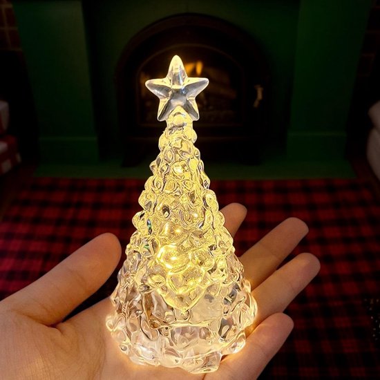 Nachtlampje - Bureaulamp - Nachtlampje volwassenen - Nachtlampje kinderen - Kerstboom Nachtlampje - Acryl Tafellamp - Warm Led-licht, Inclusief 50 * AG13 Knopcelletjes - Compact & Decoratief (10,5×10,5×5,5 cm) van ToiLight — afbeelding 4