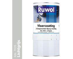 Ruwol 2K Epoxy Vloercoating RAL 7035 1 kg - Vloerverf - 3 populaire kleuren - Garagevloer Coating - Slijtvast, naadloos en vloeistofdicht - Eenvoudig Schoon te maken - 2 componenten verf