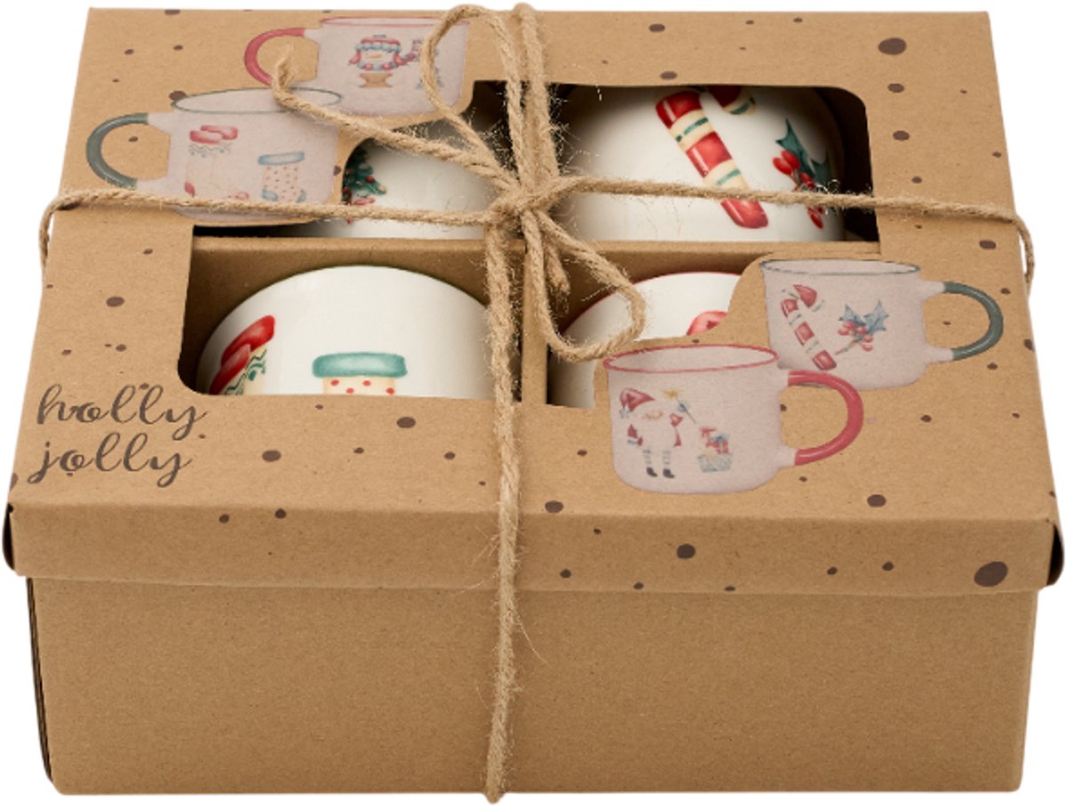 Kerstbeker Set 200ML - Set van 4 in Geschenkverpakking - 4 Kerst Prints - Geschikt voor Glühwein — cadeau in Kookcadeaus - foto 4