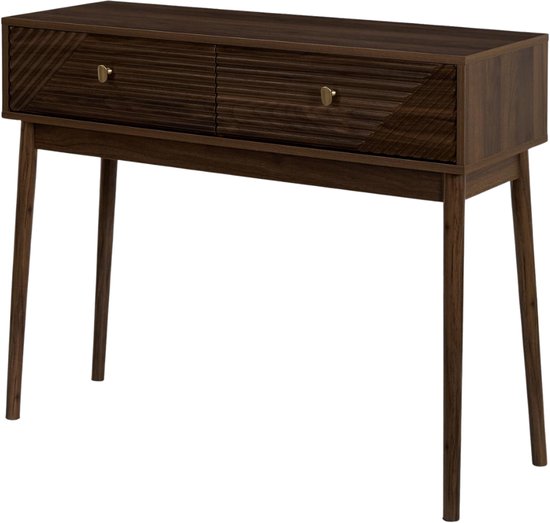 Foto: Misou tiffany sidetable kaptafel make up tafel consoletafel haltafel woonkamer wandtafel hout tafel met lades bruin
