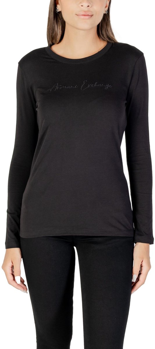 Long Sleeve Round Neck Cotton T-Shirt Wo - Black Shirts