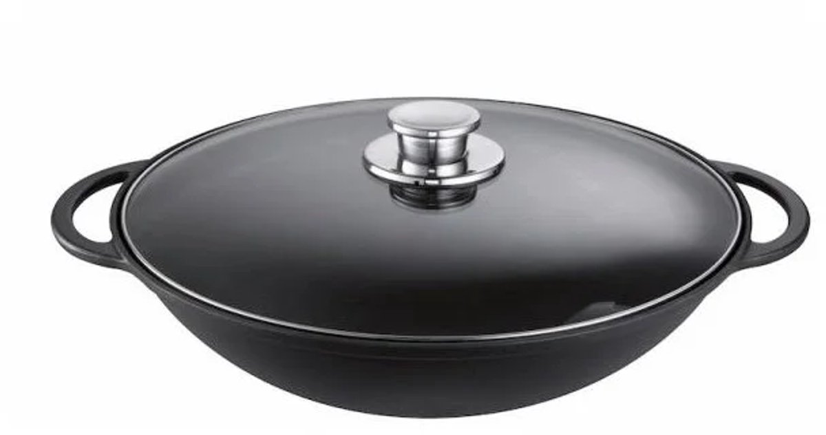 Schulte-Ufer Rustika Gietijzeren wok / wadjan 36cm - met Deksel