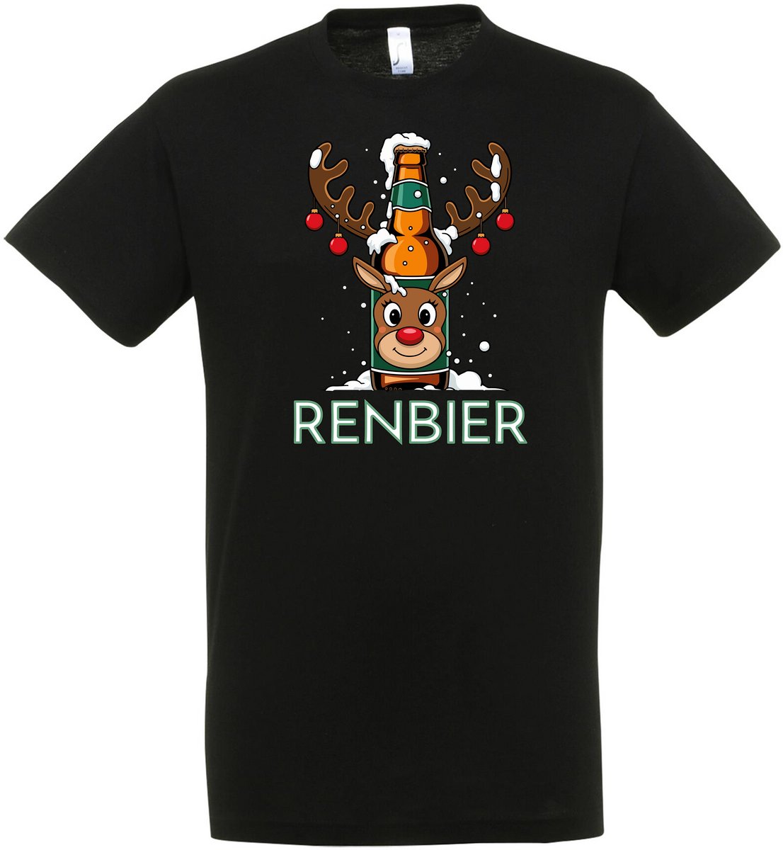 Renbier T-shirt - Unisex - Kerst - Christmas - Feestdagen - Kerst T-shirt - Grappig T-shirt - Kerstman - Xmas - Foute kerst - Maat L