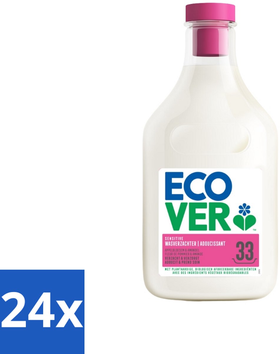 24 x Ecover - Wasverzachter - Appelbloesem & Amandel - 1 liter - Wasverzachter - Appelbloesem - Amandel - Biologisch Afbreekbaar - Plantaardige Ingrediënten