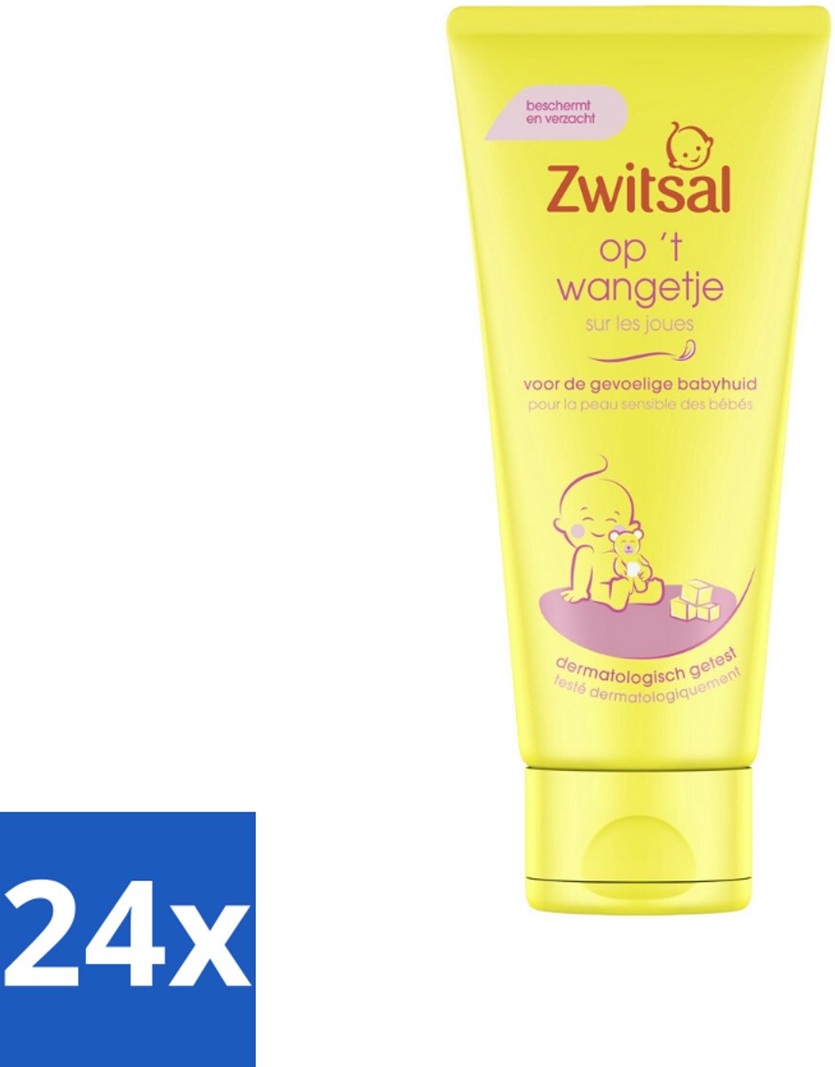 Image of 24 x Zwitsal - Op 't Wangetje - Gezichtscrème voor Baby’s - Gevoelige Babyhuid - 100 ml - Babyhuid - Gezichtscrème - Babyverzorging - Gevoelige Huid - Bescherming