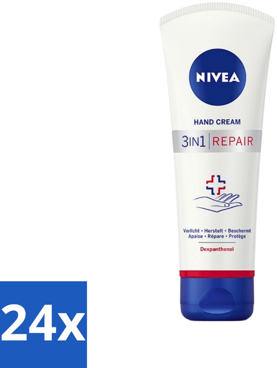 24 x NIVEA - Handcrème - 3-in-1 Herstel - Verlicht - Herstelt - Beschermt - 100 ml - Handcreme - Droge Handen - Beschadigde Handen - NIVEA - Dexpanthenol