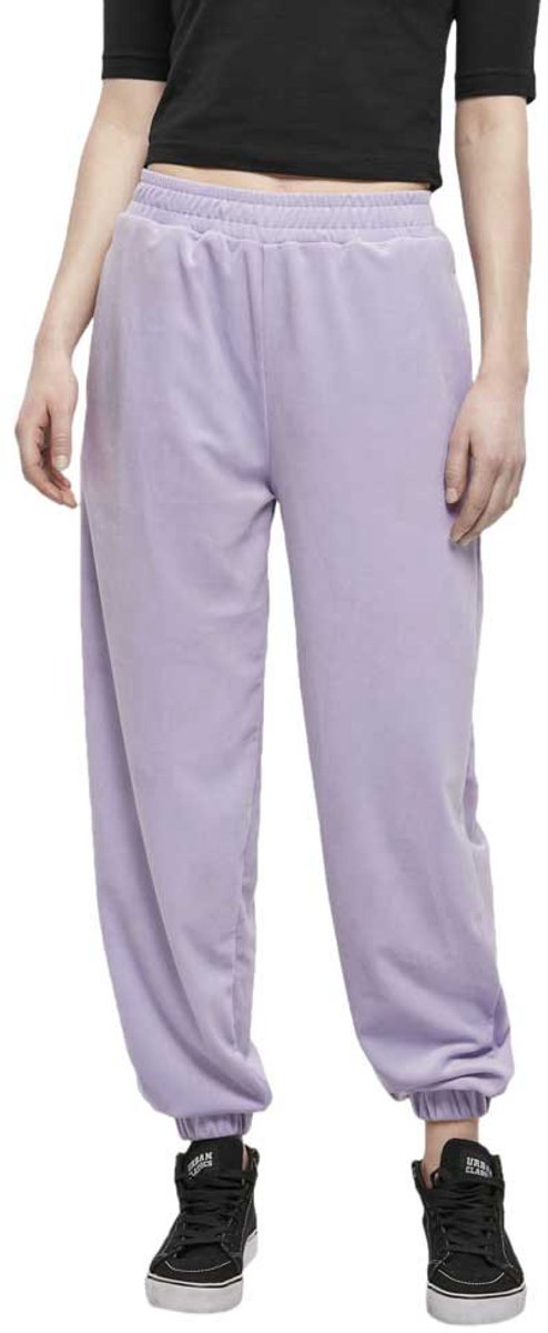 Urban Classics High Waist Ballon Velvet Dames joggingbroek S Paars